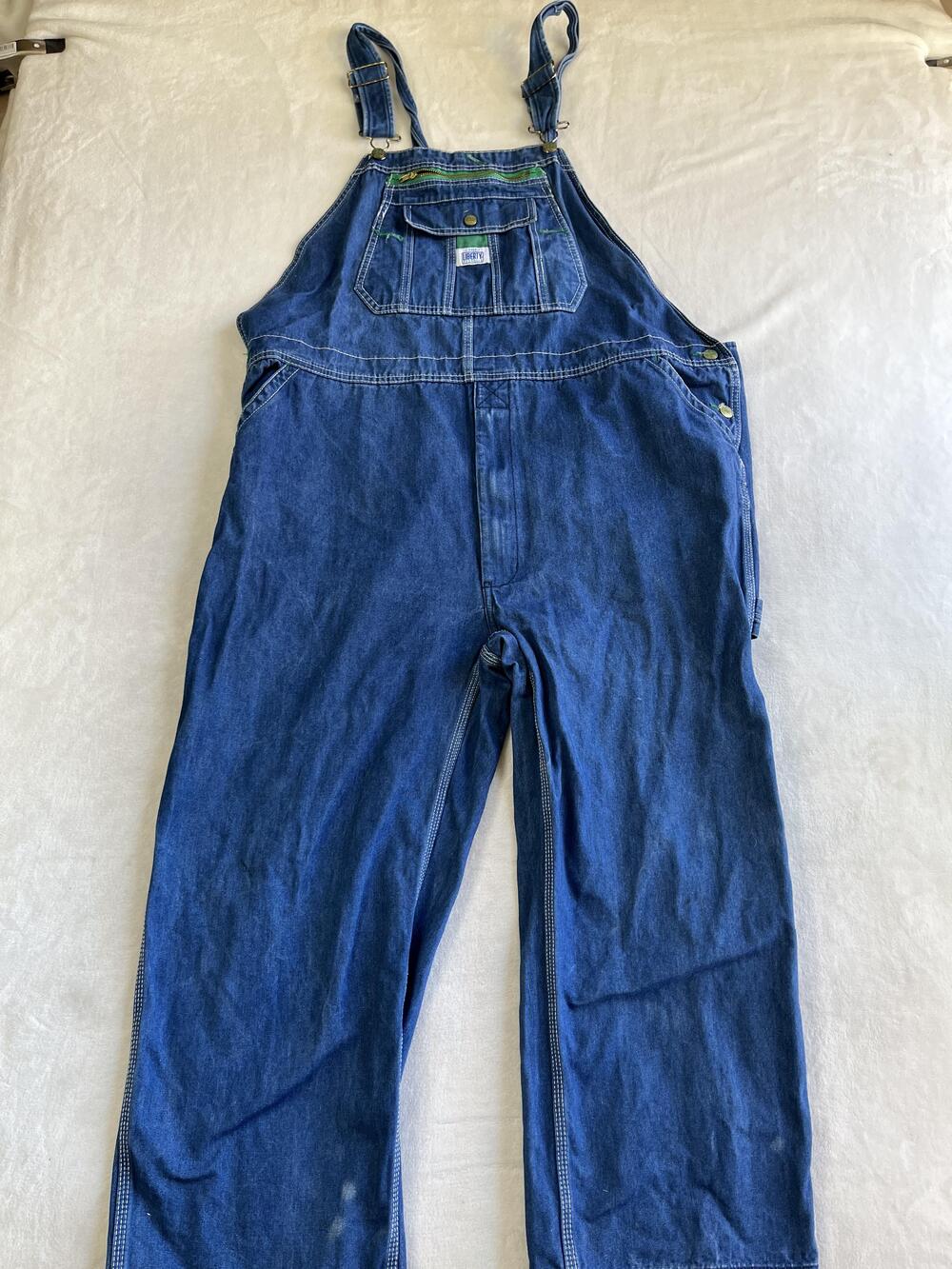 Liberty Bib Overalls Mens 46x28 Blue Relaxed Denim Carpenter Work Medium Wash